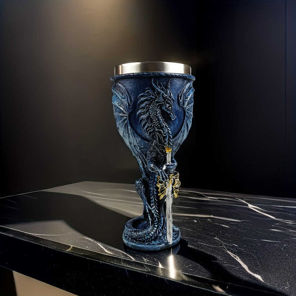 1pc, 7oz (200ml) Dragon Sword Cup, Medieval Dragon Wine Glass, Stainless Steel Champagne Glass, Gothic Dragon Sword Goblet, For Scotch Bourb