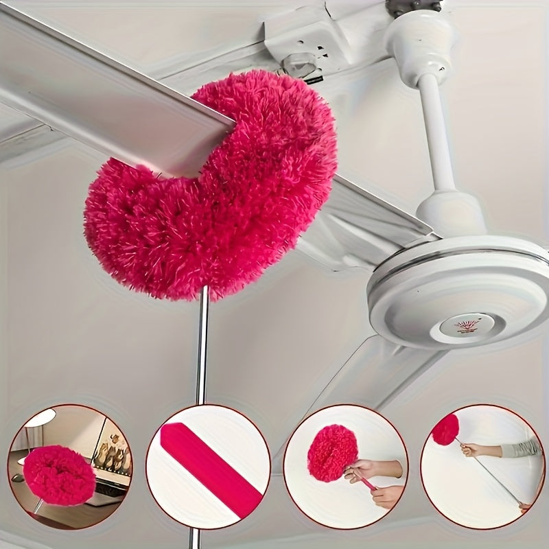 1pc Of Cleanable Ceiling Fan Cleaner With Expandable Ultra-fine Fiber Dust Collector, Perfect For High Ceiling Fans, Furniture, Blinds, And Cars (pink)