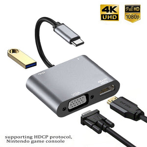 3 In 1 Type C To 4K HDMI-compatible USB 3.1 Charging Adapter USB C Hub USB 3.1 Dock Station Splitter For Laptop Macbook Air Pro.