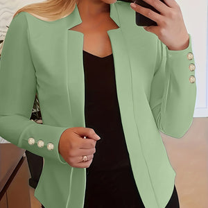 Winter-Ready Casual Chic: Women's Open Front Blazer with Comfort Stretch and Durable Knit, Versatile Office Jacket