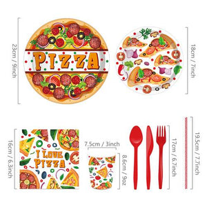 Pizza Paper Plates Color Food Party Plates and Napkins Disposable 68PCS Set US Local Shipping