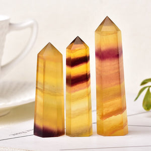 1PC natural yellow Fluorite Crystal Point mineral decoration healing Obelisk stick home decoration study decoration DIY gift