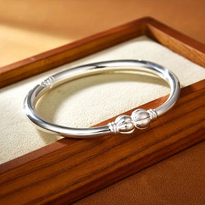 Simple Tribal Style S999 Sterling Silver Bracelet, Unplated - 999 Pure Silver Jewelry, Suitable for Women's Daily Wear & Gift Giving, Ideal
