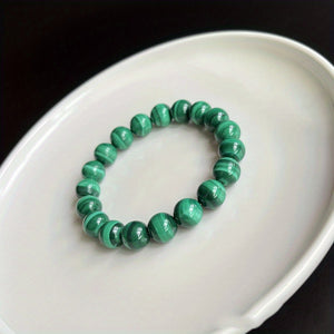 1pc Trendy Minimalist Green Beaded Bracelet For Men For Daily Decoration, Gift For Family And Friends, Holiday Birthday Gift For Boyfriends