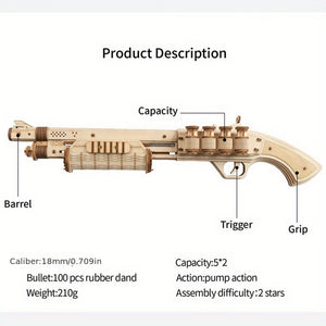 Automatic Rifle AK-47 Toy 3D Wooden Assembly Gun Double Firing Modes Funny DIY Toys For Adults Justice Guar