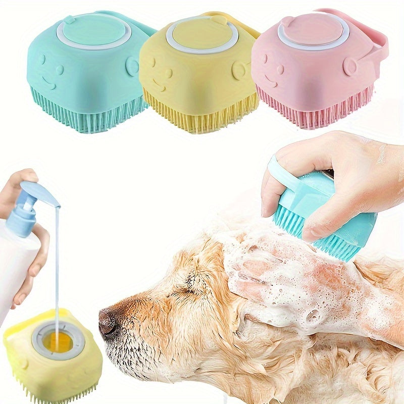 Two-in-One Silicone Pet Bath and Massage Brush for Dogs - Gentle Cleaning Tool