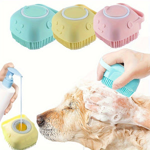Two-in-One Silicone Pet Bath and Massage Brush for Dogs - Gentle Cleaning Tool