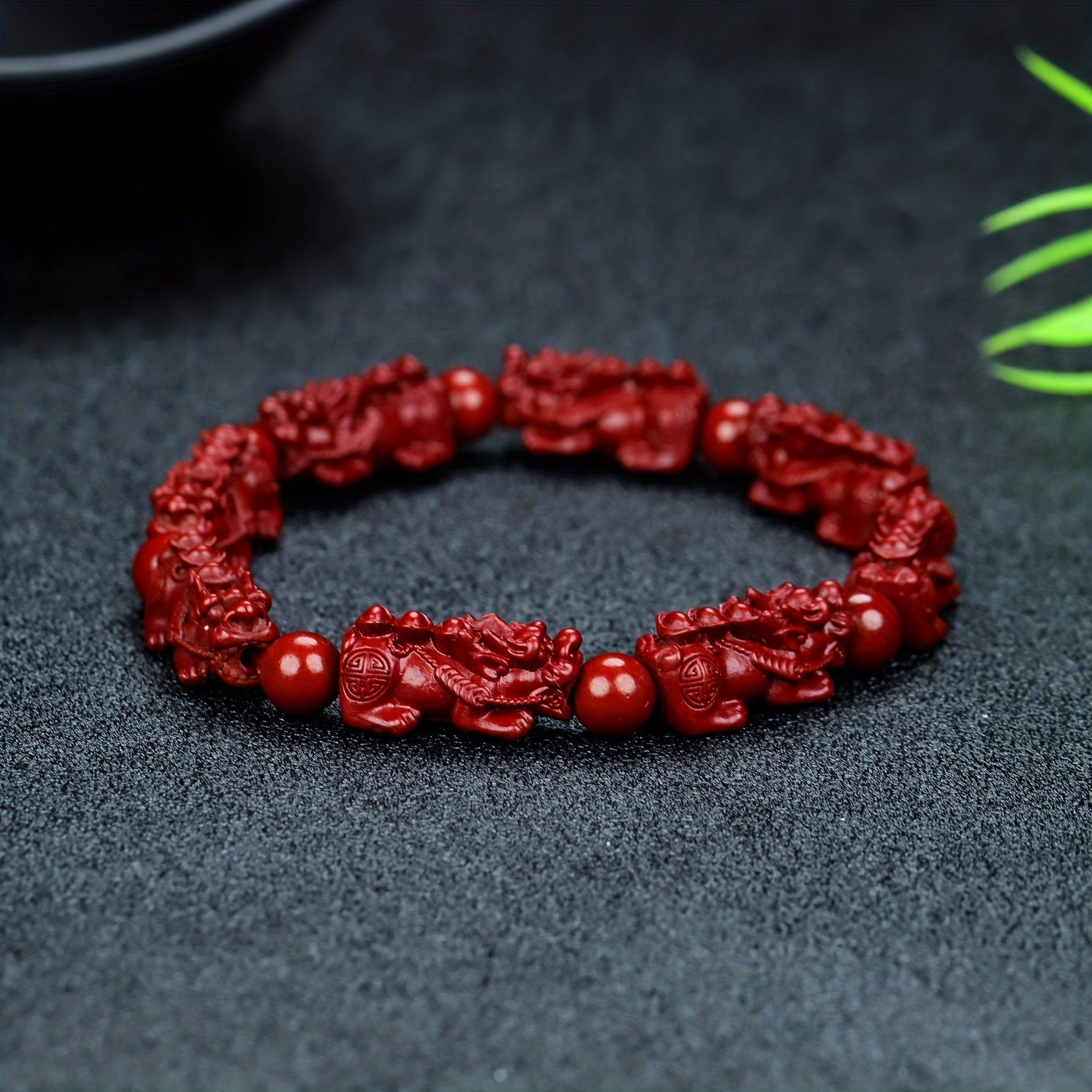 Natural Cinnabar Bracelet Pixiu Bracelet Ethnic Bracelet Good Luck Bracelet