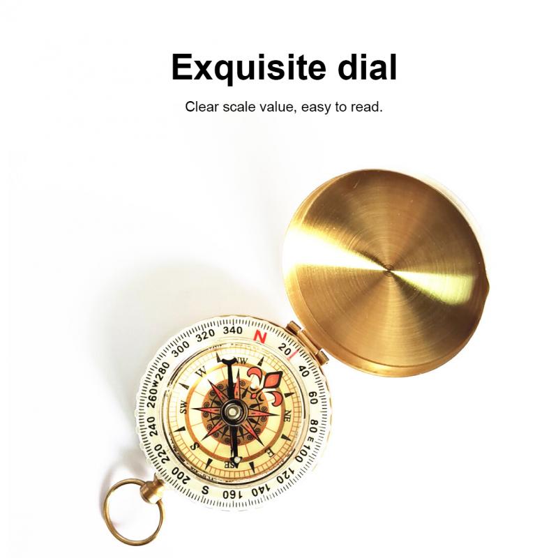 1pc Waterproof Luminous Compass Camping Hiking Brass Compass Portable Compass Navigation Outdoor Survival Emergency Tool