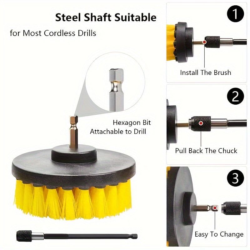 Drill Brush Set, Power Scrubber Brush, Drill Brush Attachment, Multipurpose Power Scrub Brush, Suitable for Grout Floor, Bathroom, Tub, Tile, Corner, Floor, Car Wheel, Dead Corner, Drill Not Included, Cleaning Supplies, Cleaning Tool