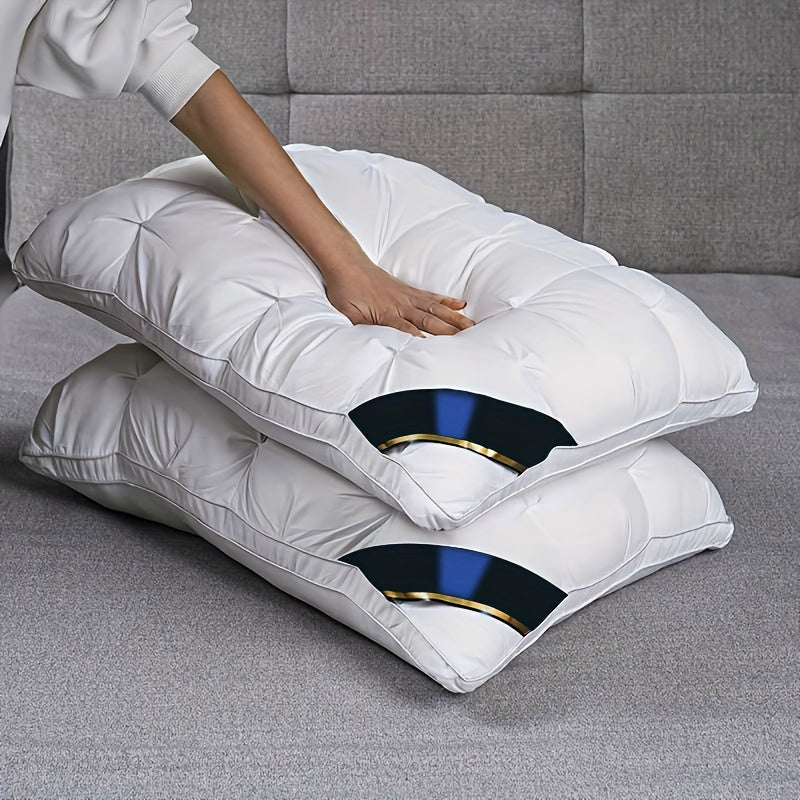 2pcs Luxury 5-Star Hotel Quality Pillows, 19x29 inches - Deep Sleep Neck Support, Four Seasons Non-Collapse High Pillow Core, Low Allergy Polyester Fiber Cover, Machine Washable, Modern Pillow Design | Soft Texture Surface, Sleeping Pillow