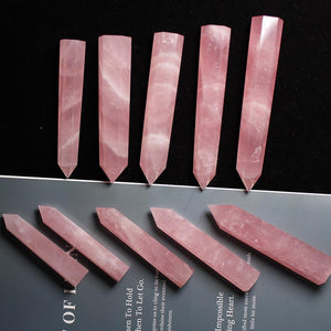 1pc Natural rose quartz crystal point  Pink crystal column Hand polished hexagon for Home Furnishing decoration