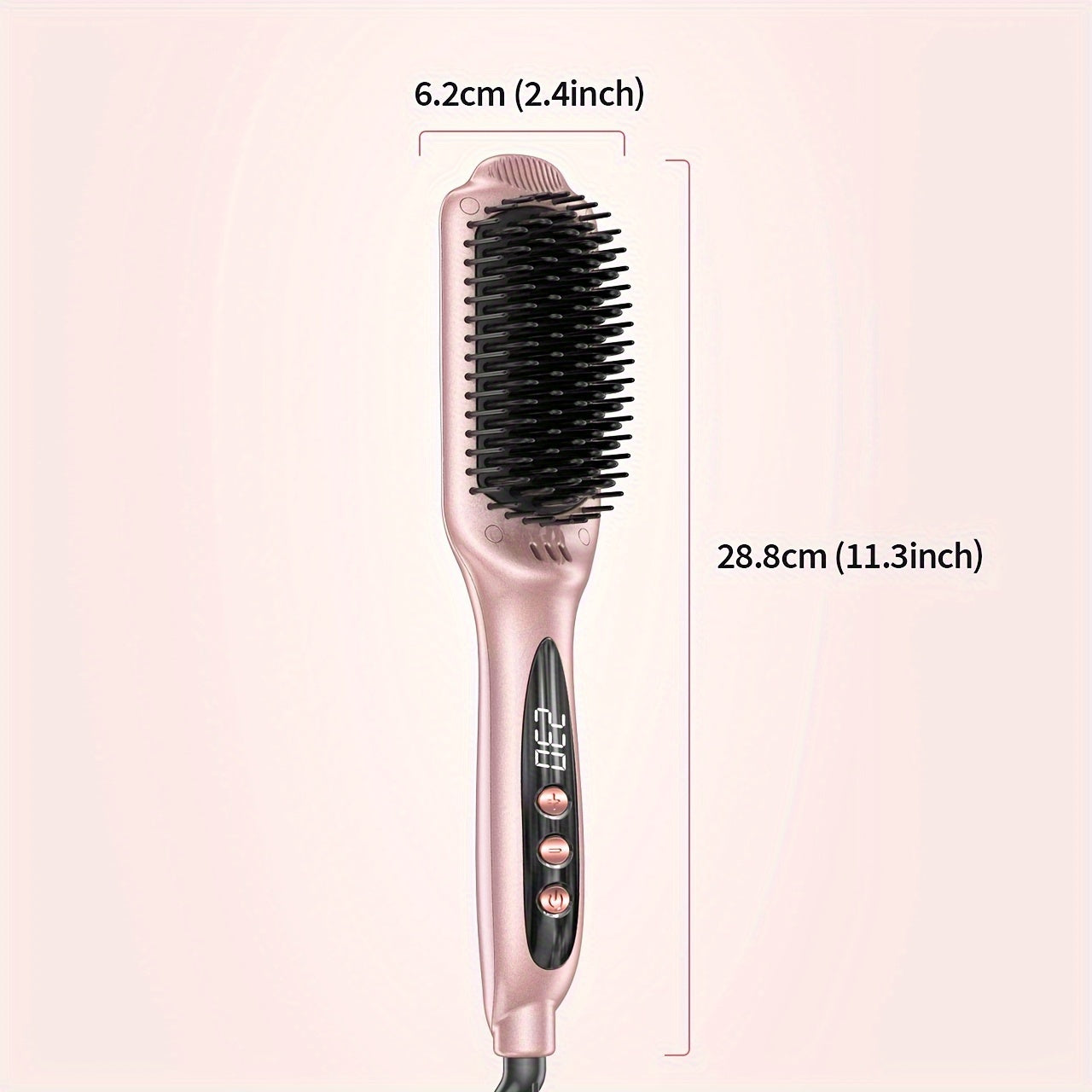 LANDOT Hair Straightener Brush Heated Straightening Brush: Rose Golden Negative Ion Hot Hair Brush For Smooth Frizz Free Hair - Ceramic Flat
