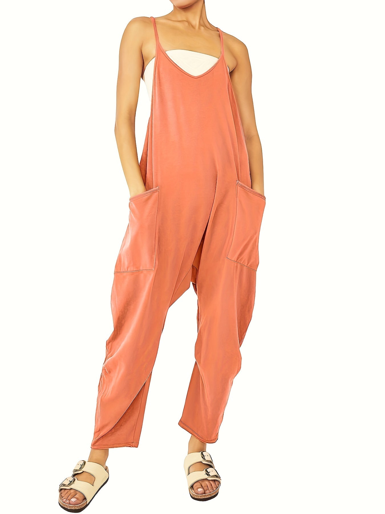 Chic Breezy Cami Jumpsuit - Solid Color, Versatile & Comfortable - Perfect for Spring & Summer Days, Women’s Fashion