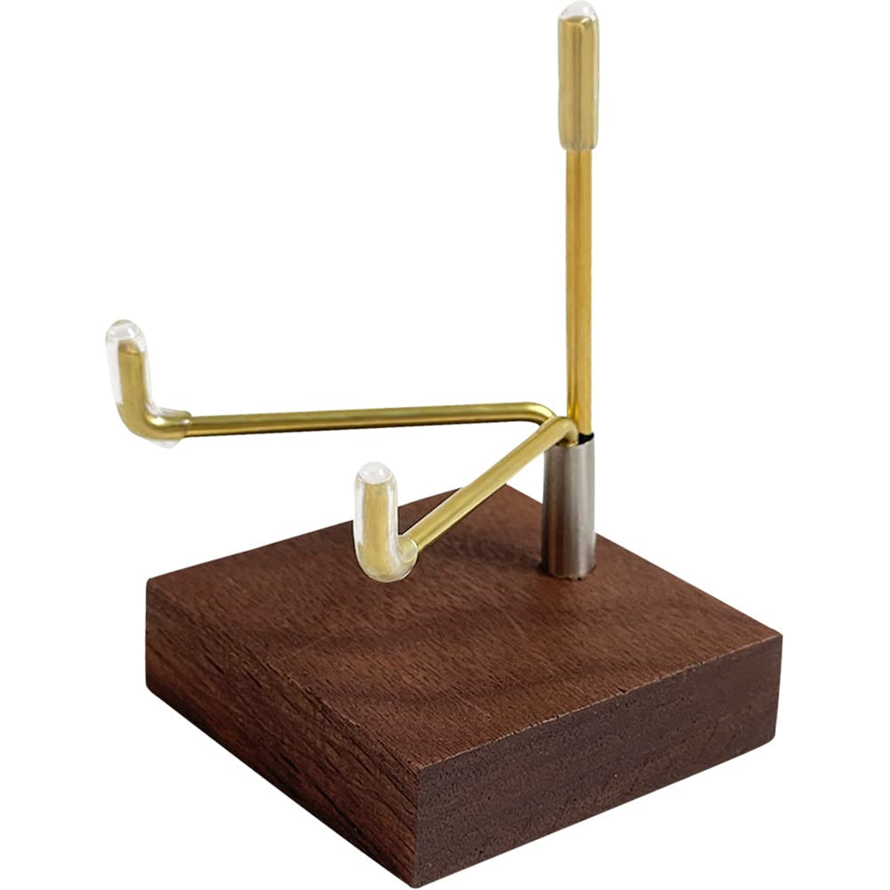 A.B Crew Adjustable Brass Crystal Display Stand with Wooden Base Rock Display Holder Mineral Display Easel Metal Display Frame for Geodes Fossils Stones Spheres Agate