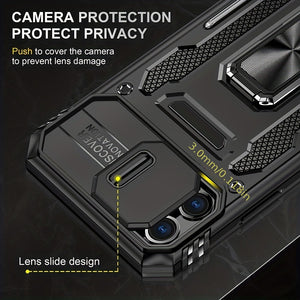 Military Grade Anti-drop Phone Case For IPhone 11 12 13 14 15 Pro Max 14 15 Plus Back Cover Case PC + TPU With Camera Protection Ring KickSt