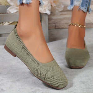 Women's Stylish Knit Slip-On Flats - Breathable & Lightweight - Perfect for Casual Everyday Wear