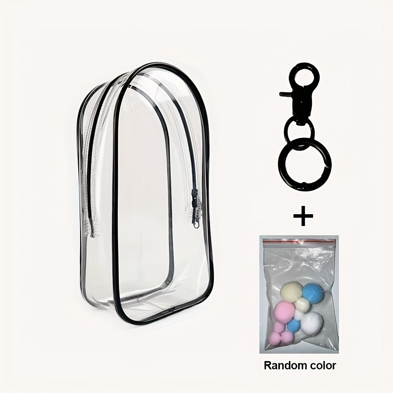 1pc Transparent PVC Doll Protector Case for 6.69" Labubu Plush - Durable Display Organizer with Zipper, Portable Dust Cover for Collectible Toys, Dark Pink/Purple/Yellow/White/Black/Green, Toy Storage, Clear Visibility Construction