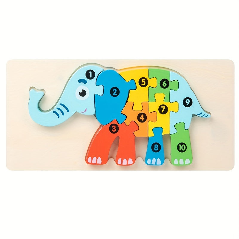 3D Children's Montessori Wooden Cartoon Animal Car Puzzle For Children's Dinosaur Education Puzzle 1 Piece - Perfect Gift For Boys And Girls