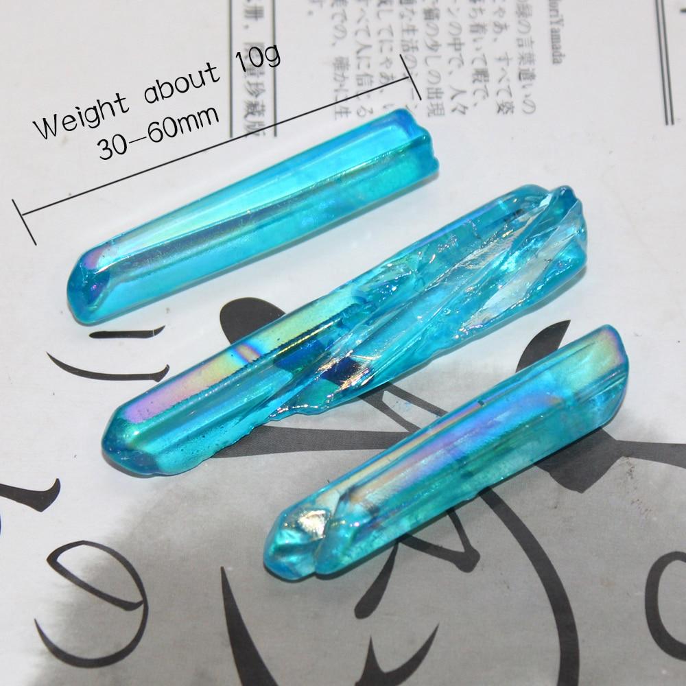 Natural crystal clear quartz Electroplated Blue Crystal Column Color-plated Unicuspid Ornaments Decoration