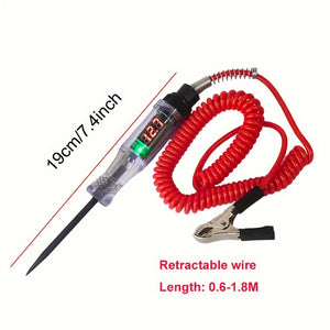 Car Test Pen Circuit Tester, DC Truck Voltage Digital Display Long Probe Pen With Light, Automotive Diagnostic Tools Auto Repair Tool