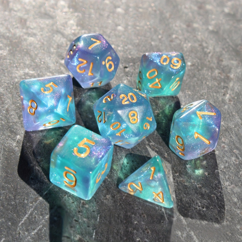 7pcs/Set Blue Starry Sky Dice Table Games RPG Dice Set For Party Halloween Christmas