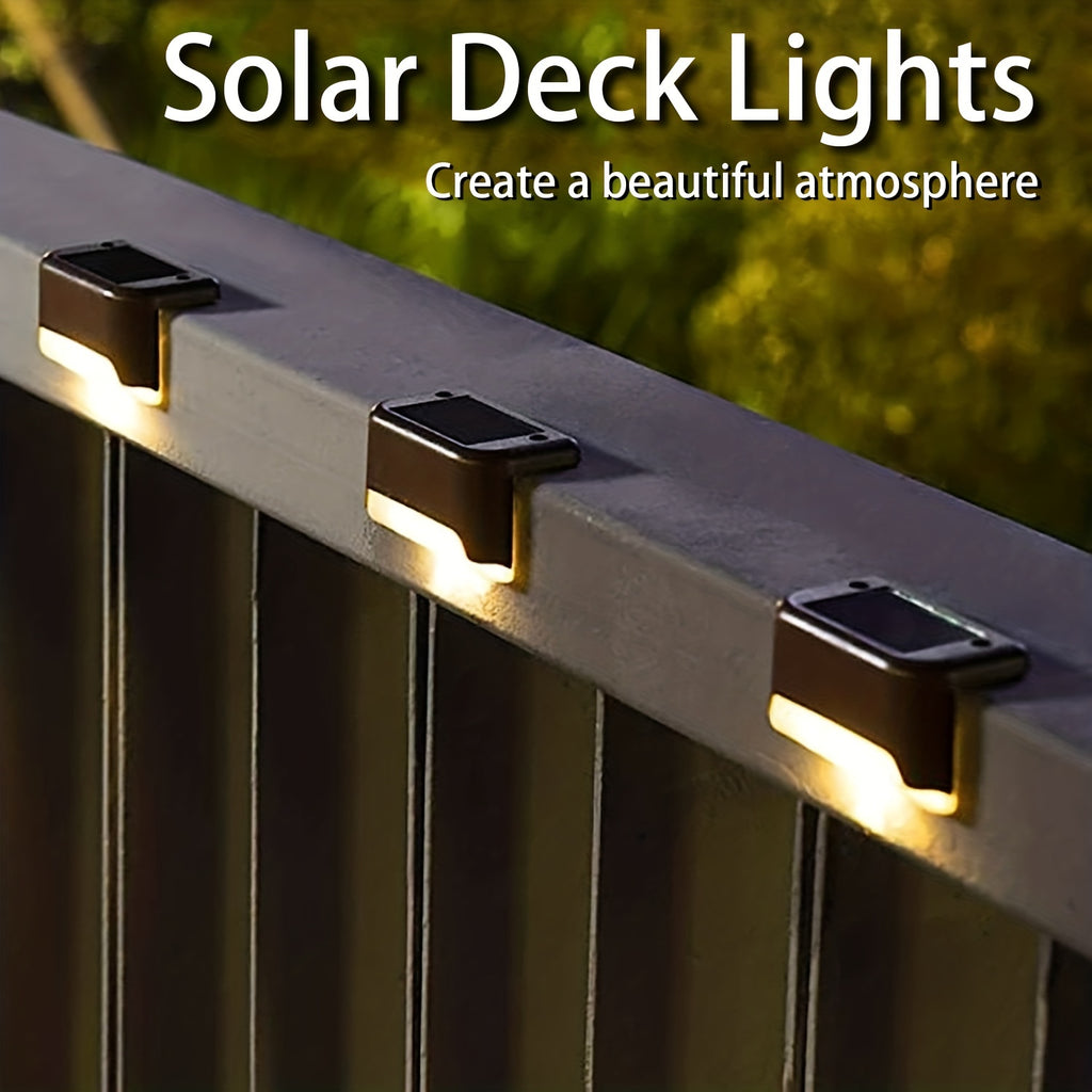 4 Packs Outdoor Solar Deck Lights, Waterproof Outdoor Decorate Lights, Solar Garden Lights, Outdoor Fence Lights, Solar Step Lights, Warm LE