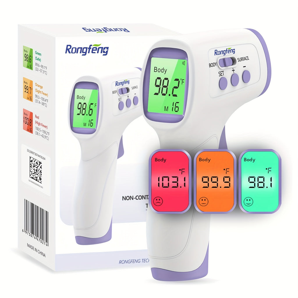 No-Touch Forehead Thermometer For Adults And Kids, Digital Thermometer With Fever Alarm, 3 Backlit And 32 Memories Fast Accurate Results, Easy For All Ages, Basal Thermometer