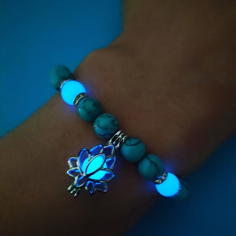 Glowing In The Dark Beaded Bracelet Turquoise Beads Hand Jewelry Decor For Women