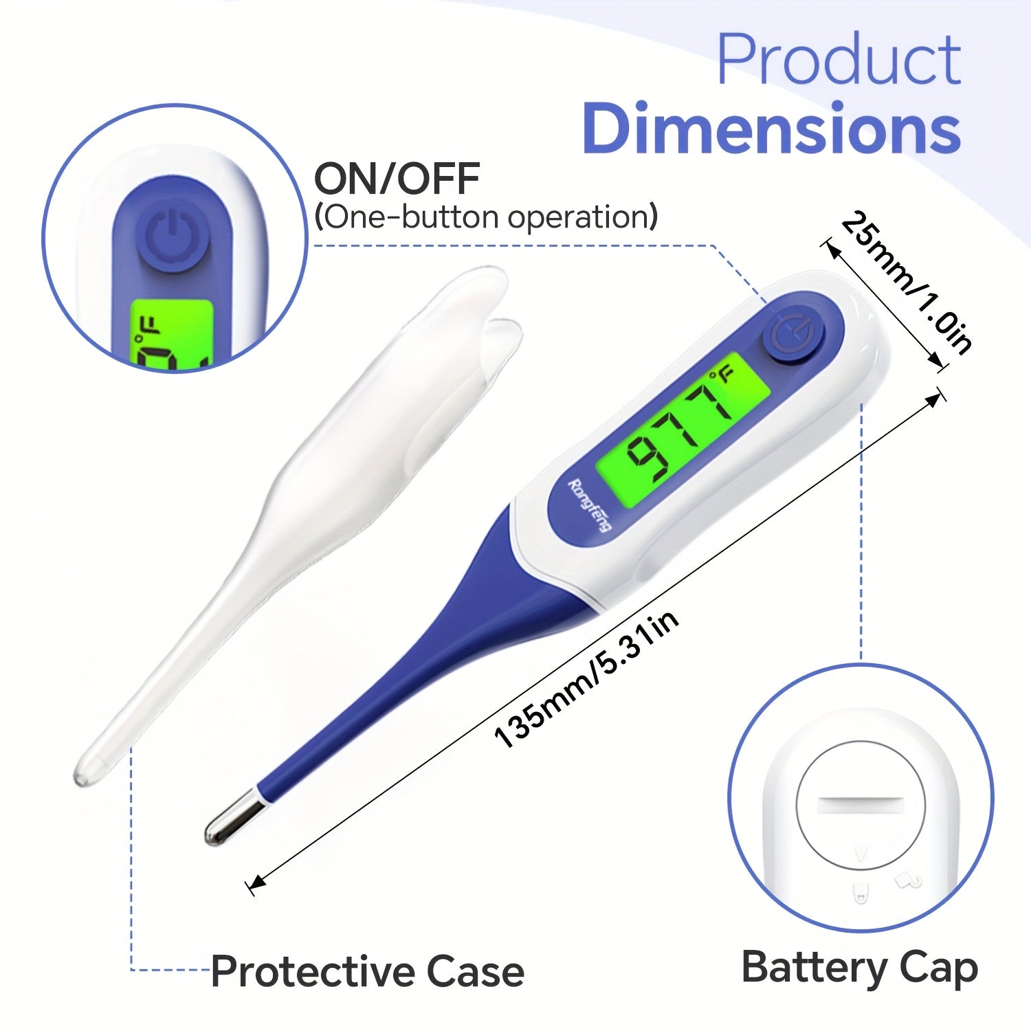 Digital Basal Thermometer for Adults and Youngsters, Accurate Oral Temperature Gauge with Fever Alarm, Large Display, Rubber Material, Battery Powered (AAA), Non-Rechargeable, Health Care Tool, Oral Temperature Checker | Modern Thermometer | Clear Readout