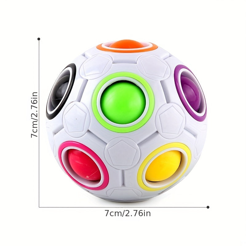 1pc Rainbow Puzzle Ball Fidget Ball, Decompression Stress Relief Fidget Toy For Adults Kids, 12-hole Mixed Color Magic Ball Toy