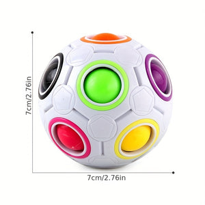 1pc Rainbow Puzzle Ball Fidget Ball, Decompression Stress Relief Fidget Toy For Adults Kids, 12-hole Mixed Color Magic Ball Toy