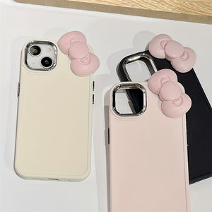 Cute 3D Bowknot Soft Silicone Phone Case For IPhone 14 13 12 11 Pro Max X XR Soild Color Shockproof Cover Funda