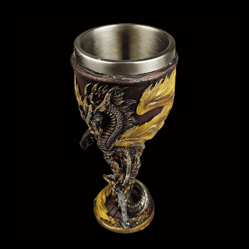 1pc, 7oz (200ml) Dragon Sword Cup, Medieval Dragon Wine Glass, Stainless Steel Champagne Glass, Gothic Dragon Sword Goblet, For Scotch Bourb