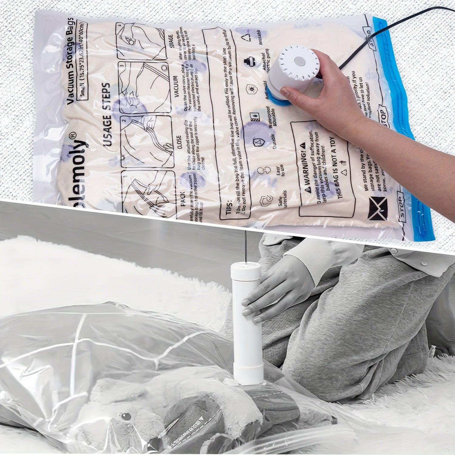 Colemoly Electric Air Pump for Vacuum Storage Bags, Portable Vacuum Bag Pump, Time And Effort Saving Electric Pump for Travel Essentials, Storage And Organization (Storage Bag Not Included)