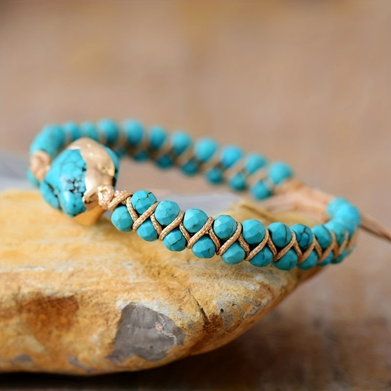 New Trendy Irregular Turquoise Bracelet, Holiday Gift For Boyfriends / Girlfriends