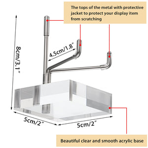 Adjustable Metal Arms Display Stand Easel with Acrylic Base Small Display Easel Holder for Fossil Coral Geodes Rock Mineral Agate Crystals Seashell and Small Collectibles