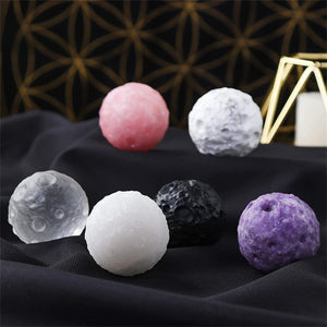 Rose Quartz Healing Crystal Moon Meteorite Model Ornaments Natural Chakra Crystals Ball