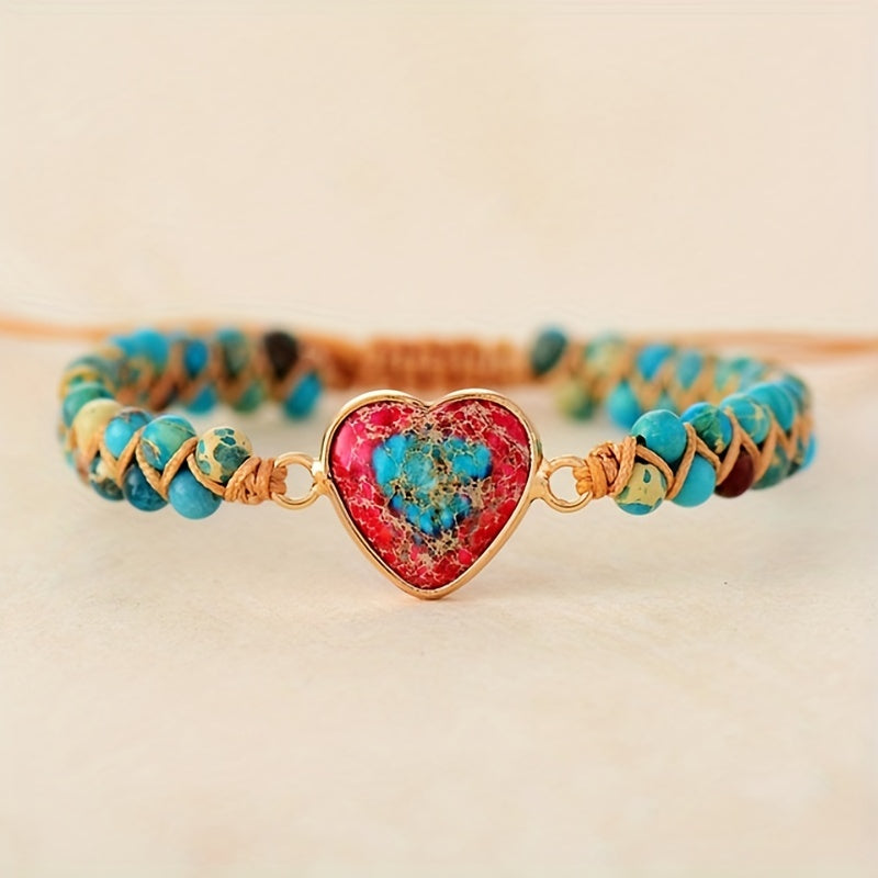 Hot Selling Bracelet Goods Source Red Imperial Stone Bracelet Peach Heart Love Hand String Braided Bracelet