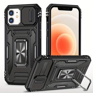 Military Grade Anti-drop Phone Case For IPhone 11 12 13 14 15 Pro Max 14 15 Plus Back Cover Case PC + TPU With Camera Protection Ring KickSt