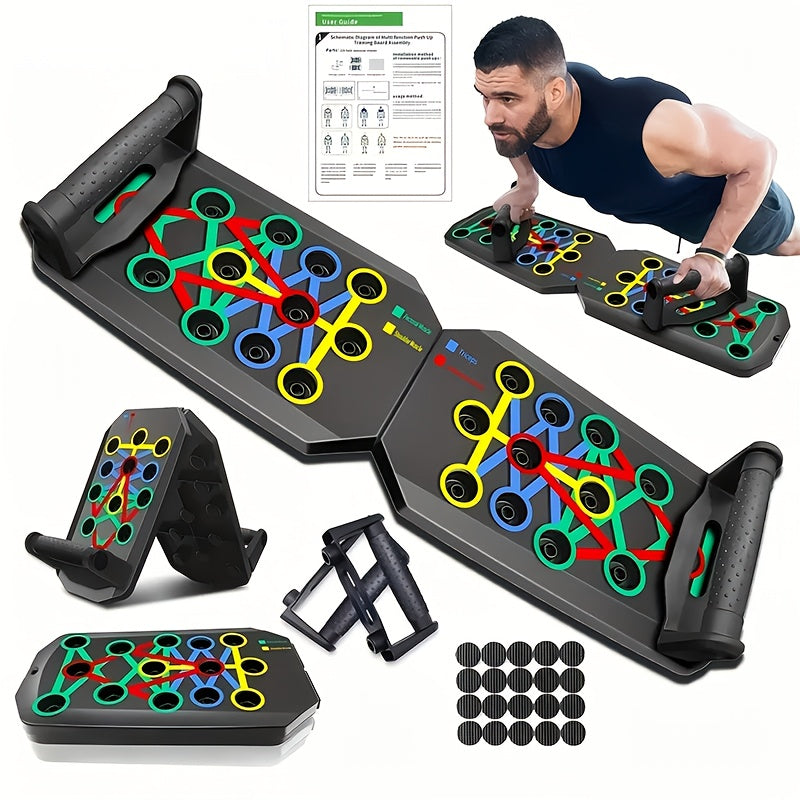 1pc Home Foldable Push Up Board, Multifunctional 28 Hole Fitness Board, Suitable For Physical Exercise, Chest Muscle Exercise, Strength Training Equipment