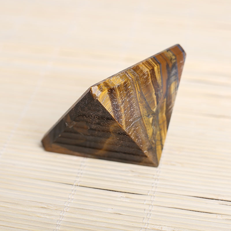 Pyramid-Finest Big Natural  Tiger Eye Crystal Pyramid Gemstone 2.36 Inch Carved Pyramidal Crystal Healing Crafts