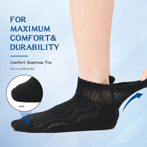 [Non-Binding | Breathable] 8 Pairs Non-Binding Wide Ankle Socks | Breathable Cotton Blend, Seamless Toe, Wavy Texture for Enhanced Circulation & Comfort, Beige, Accessories for Women & Men