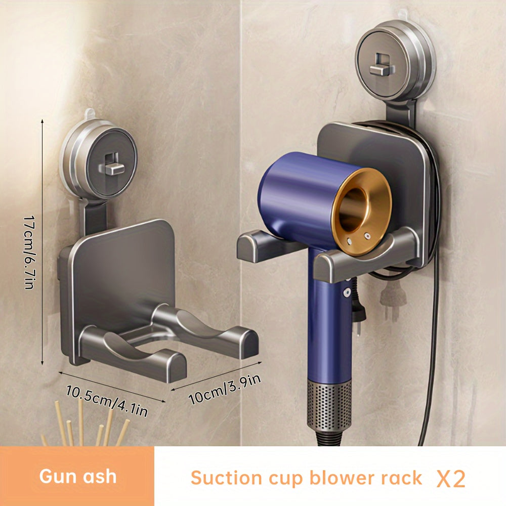 Musurjoy Suction Cup Hair Dryer Holder - Space Aluminum, No Drilling Wall Hanging, Suitable for Bathroom, Bedroom and Living Room, Bathroom