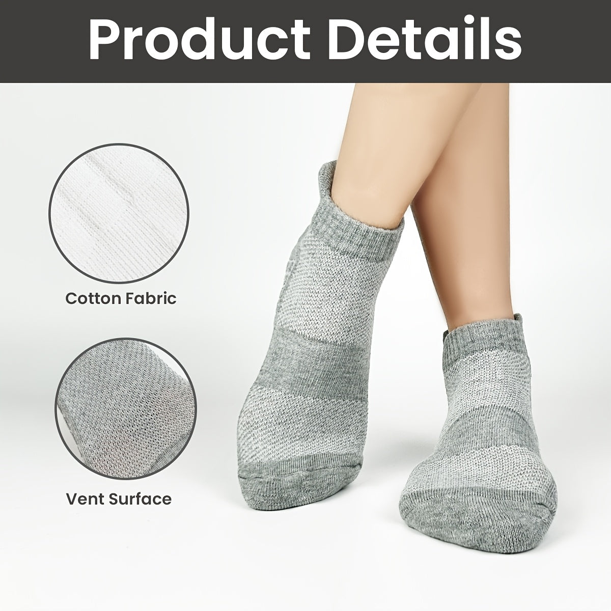 6 Pairs Socks, Towel Bottom Casual Ankle Socks, Breathable Sports Socks, Sweat Wicking, for Spring and Summer