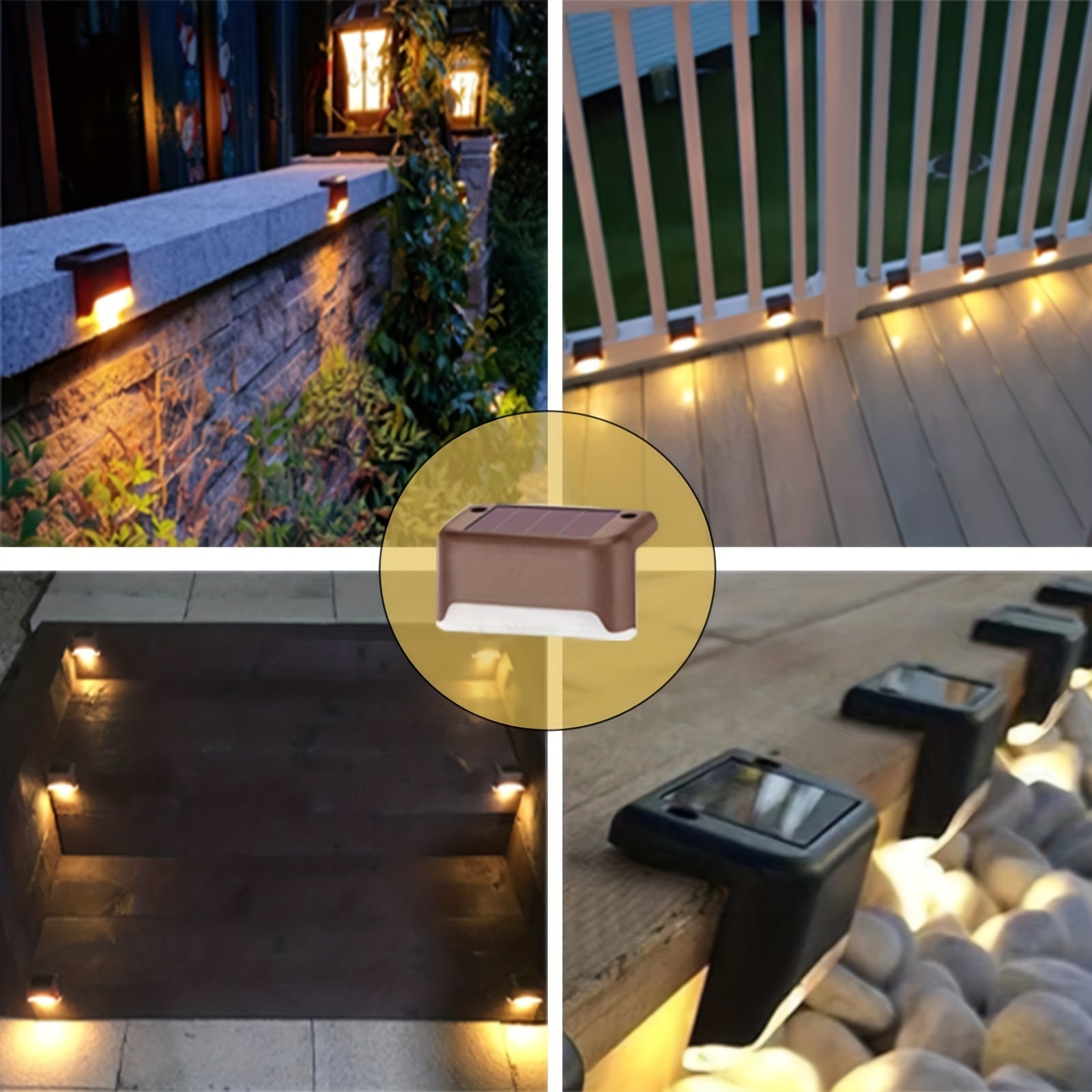 8-Pack Solar Step Lights – Weatherproof & Solar-Powered with Automatic Light Sensor for Stairs, Paths, and Patio Areas