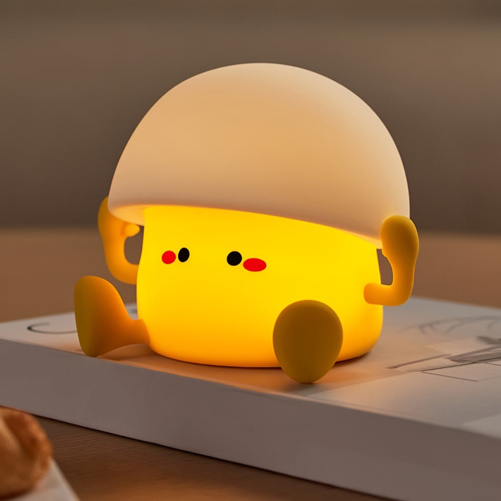 1 cute Egg Yolk silicone night light Smart pat light USB rechargeable with data cable, room desktop decoration atmosphere light with three levels of brightness, 30 minutes of sleep companion, timed automatic light off, classmates and friends, Christmas an