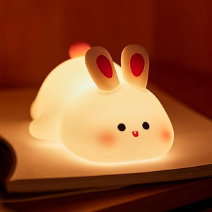 1pc Big Face Rabbit Silicone Night Light Smart Rabbit Patting Light USB Rechargeable Room Desktop Decoration Atmosphere Light with Three Levels of Brightness, Soft Light, 30 Minute Sleep Companion, Timed Automatic Light Off, Classmates and Friends, Christ