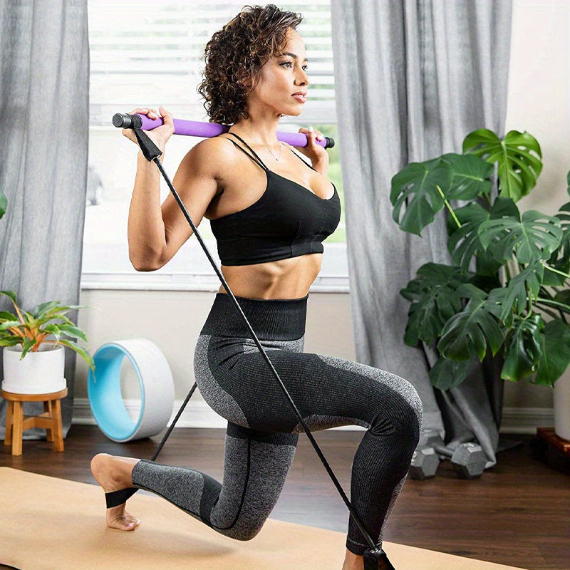 Ultimate Pilates Bar Set for Full-Body Fitness - Elastic Resistance Rope Stick for Chest Expansion, Back Training, and Body Stretching