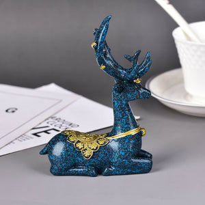 3.8'' Dark Blue Deer Crystal Ball Holder Resin Room Decor Sphere Stand Holder